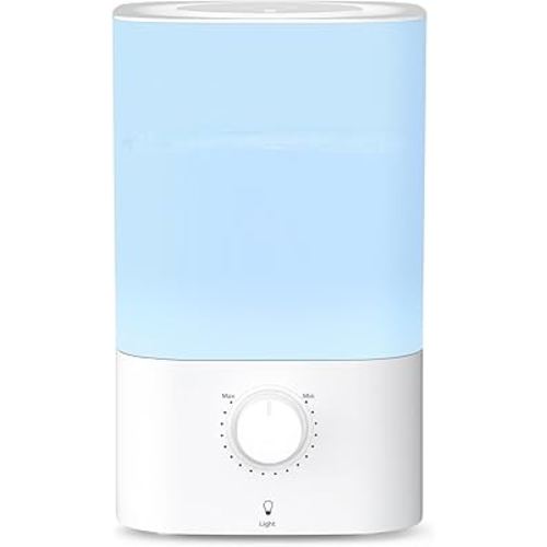 ZAFRO 3.2L Cool Mist Humidifier for Bedroom, 360° Adjustable Nozzle & 7 Color LED Night Light, Top Fill Design & Multiple Mist Levels, 24 dB Quiet Ultrasonic Comfort Humidifiers, White