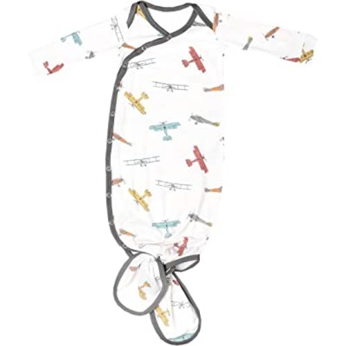 Copper Pearl Baby Gown - Knotted Newborn Sleepers for Baby Boy and Girl, Soft Stretchy Long Sleeve Infant Gowns with Bottom Tie and Hand Mittens, Perfect Hospital Coming Home Outfit (Ace)