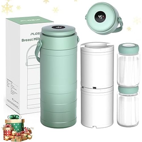 Portable Breast Milk Cooler for Outdoors, 360° All-Round Cooling Keeps Milk Fresh for 24 Hours, 22oz Large Capacity Breastmilk Chiller with 2pcs BPA-Free Bottle for Breastmilk Storage