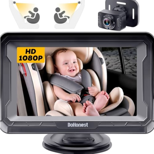 DoHonest Baby Car Camera HD 1080P - Rear-Facing Car Baby Monitor with Night Vision, Adjustable View Angle, Easy Setup, Anti-Glare Display, Safety for Kids & Infants