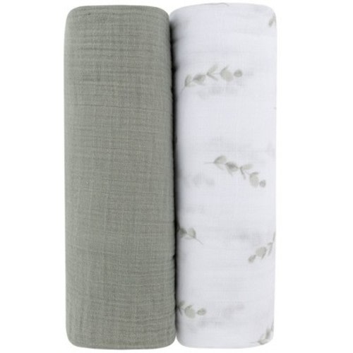 Ely's & Co. Cotton Muslin Swaddle Blanket 2 Pack, Color: Sage