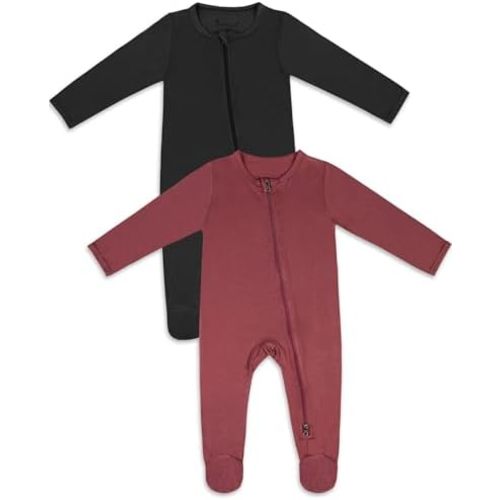 Jimonda Bamboo Baby Pajamas,Unisex Boys Girls One-Piece Footies,Long Sleeve Sleepers 2-Way Zip closure Romper