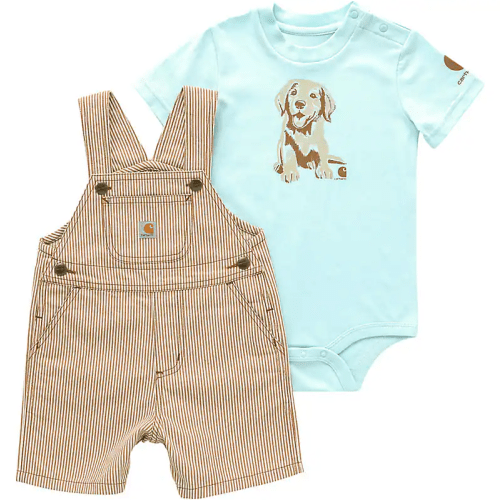 Boys' 2-Piece Short Sleeve Bodysuit and Twill Stripe Shortall Set(Infant) | Licensed | Carhartt