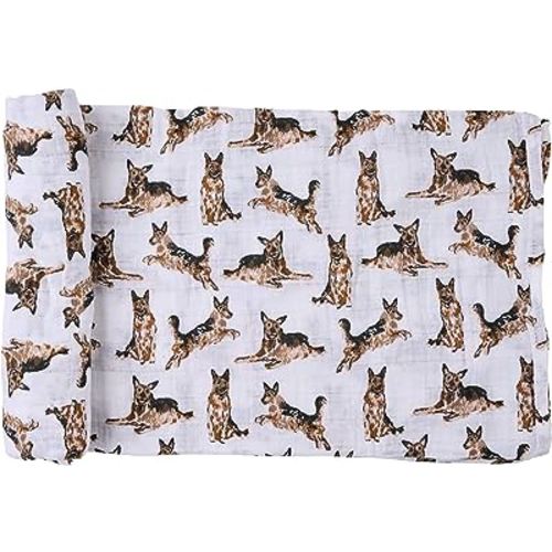 Mud Pie Baby Dog Breed Swaddle Blanket, German Shepherd 47" x 47"