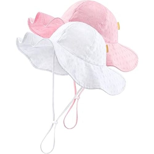 HONGTEYA Baby Sun Hat Toddler Girls Wide Brim Infant Beach Outdoor Summer Hat Sun Protection UPF 50+