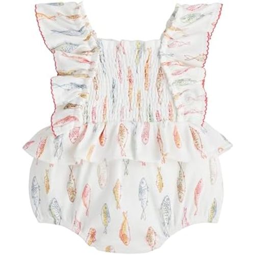 Mud Pie baby-girls Children's Girl Fish Smocked Bubble