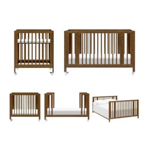 Babyletto Rolli 9-in-1 Convertible All-Stages Crib with Bassinet & Toddler Bed Kits - Natural Walnut