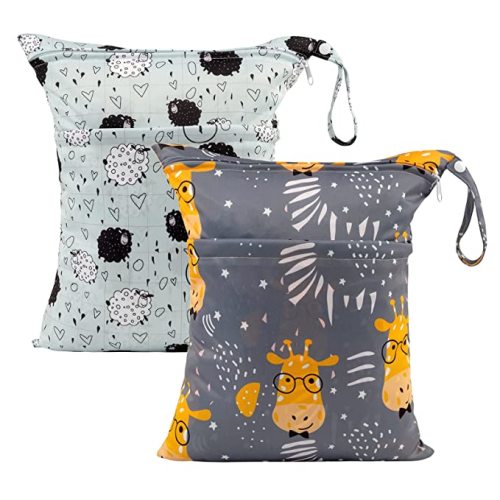 2pcs Cloth Diaper Wet Dry Bags