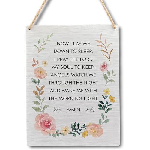 Lords Prayer Wall Art - Lords Prayer Wooden Signs with Hanging 10x8 Inches, Baby Girl Nursery Decor, Baptism Decorations for Girls, Baptism Gifts for Baby Girl