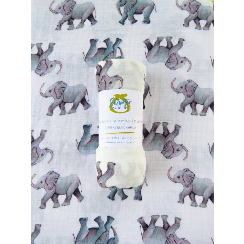 Seasonal: March of the Elephants (Organic Cotton)
– Saltwater Swaddles