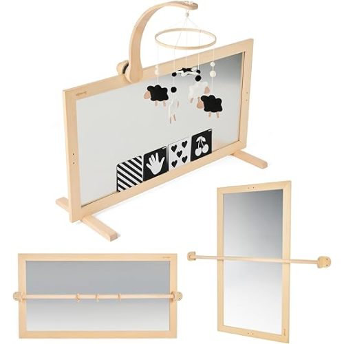 Montessori Mirror Baby Wall, Baby Pull Up Bar, Montessori 3-in-1 Shatterproof Mirror, Wooden Pull Up Bar, Toddler Pull Up Bar, Montessori Baby Furniture, Balancing Nature and Development