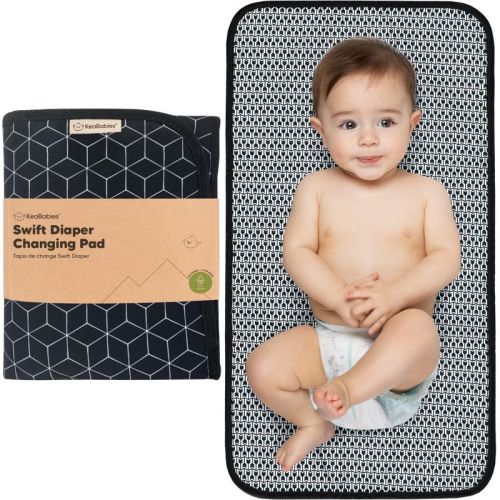KeaBabies Swift Diaper Changing Pad, Portable Waterproof Diaper Changing Pad for Baby, Travel Changing Pad for Diaper Bag, Color: Black geo