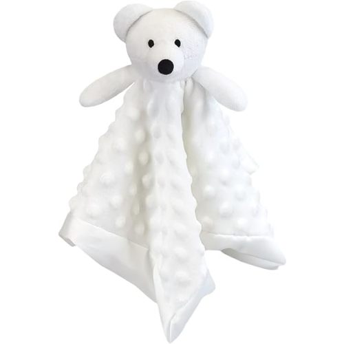 Baby White Polar Bear Soft Stuffed Animal Security Blanket, Plush Polar Bear Character Lovey Blanket, Baby Shower/Nursery Gift, Newborn Infant Toddler Snuggle Blankie for Child, 13 Inches