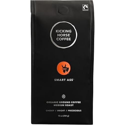 Kicking Horse Coffee, Smart Ass, Medium Roast, Ground,Certified Organic, Fairtrade, Kosher Coffee, 10 Ounce (Pack of 1)