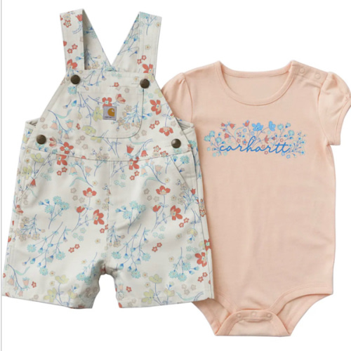 Girls' 2-Piece Short Sleeve Bodysuit & Canvas Shortall Set (Baby) | Kids' Spring Essentials | Carhartt