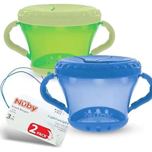 Nuby 2-Pack Snack Keepers, Blue and Green