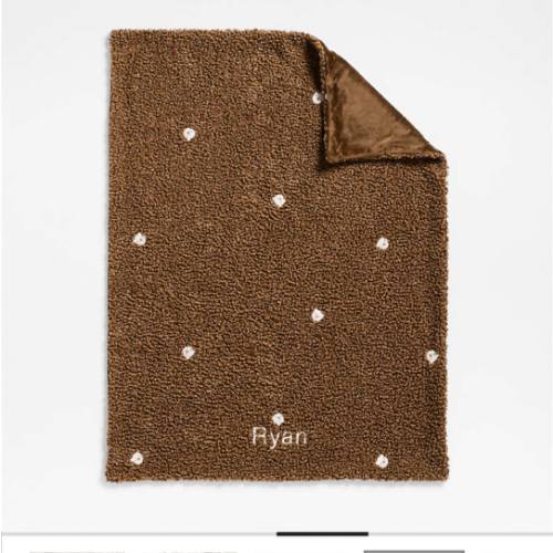 Personalized Cuddle Brown Sherpa Bear Face Embroidered Baby Stroller Blanket