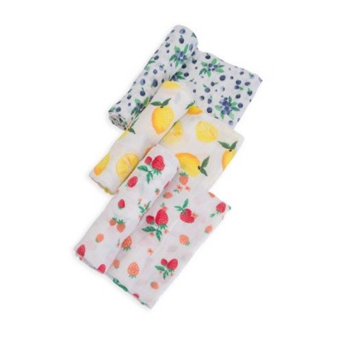 Little Unicorn Cotton Muslin Swaddle Blanket - 3pk, Color: Berry Lemonade