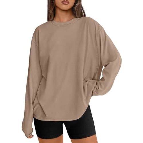 Trendy Queen Womens Oversized Long Sleeve T Shirts 2025 Basic Crewneck Tee Fall Tops Casual Workout Y2K Clothes