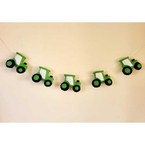 Tractor garland, bunting, boys room, farmyard, nursery, tractor decor, farming, farm, felt garland, farm bedroom, new baby gift, agriculture