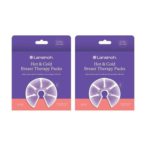 Lansinoh Breast Therapy Packs, Hot and Cold Breast-Pads with 2 Soft Covers, Postpartum Essentials for Nipple Pain Relief, Mastitis, Engorgement, Support for Breastfeeding and Pump Aid, 4 Pack
