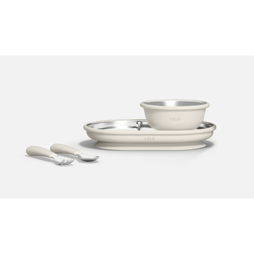 Stainless Mealtime Essentials - 4pc Set- Oatmeal