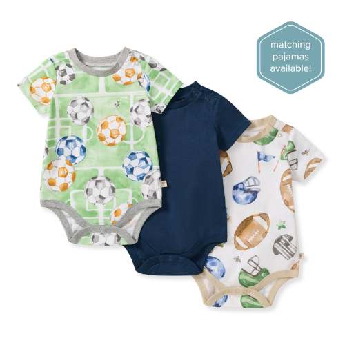 3-Pack Field Goal & Soccer Field Baby Boy Bodysuits – Burt's Bees Baby