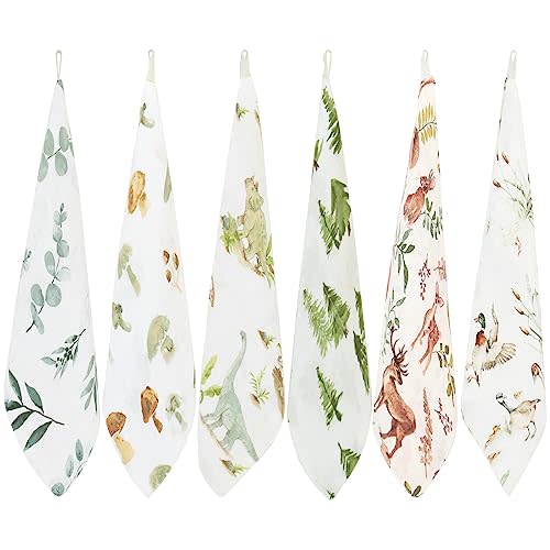 LifeTree 6 Pack Baby Muslin Washcloths for Unisex, 70% Viscose from Bamboo and 30% Cotton Wash Cloth Set for Baby Face Body, Soft for Newborn Infants Kids Girls and Boys