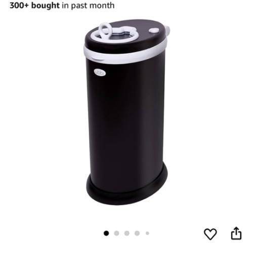 Ubbi Steel Diaper Pail, Odor Locking, No Special Bag Required, Award-Winning, Registry Must-Have, Matte Black