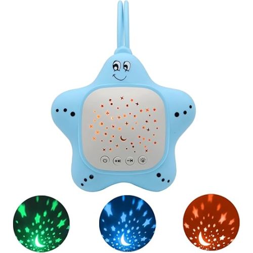 Portable White Noise Machine for Travel | Rechargeable Baby Sleep Aid with Soothing Star Projector & Calming Sound Music, Ideal for Nursery, Car, Crib On-The-Go