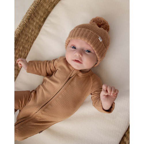 Chestnut Brown Ribbed Zippy | Little Sleepies