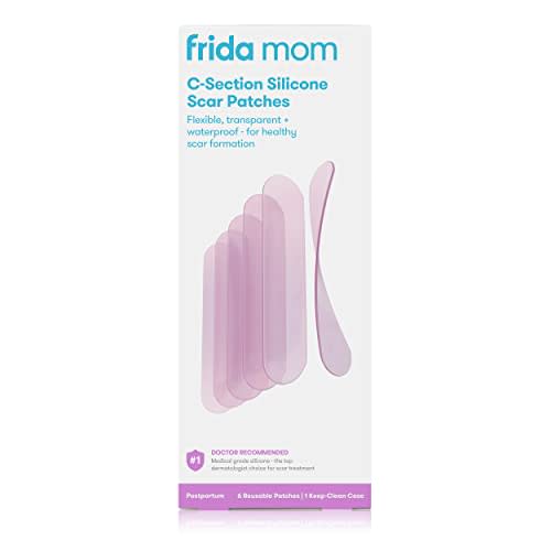 Frida Mom C-Section Silicone Strips, C-Section Recovery Must Have Scar Patches, Reusable Medical Grade Treatment for Keloid Scars, Includes Case & Pouch