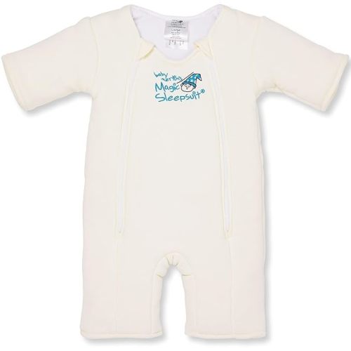 Magic Sleepsuit Baby Merlin's Cotton Baby Swaddle Transition Product - Soft and Cozy Design, Double Zipper for Easy Diaper Changes, Promotes Safe Sleep, 3-6 Months - Cream - Small 12-18lbs