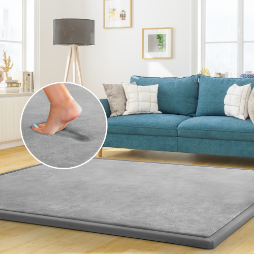 Baby Play Mat, 59" X 79" Memory Foam Area Rug - 1" Thick Playmat for Toddler Children Play Mat Yoga Mat Exercise Pads Carpet (Grey)