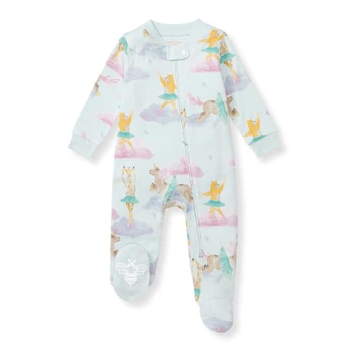 Burt's Bees Baby Baby Girls' 100% Organic Cotton Zip Front One-Piece Sleep & Play Loose Fit Pajamas