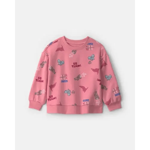 Toddler Girl School Spirit French Terry Pullover Sweatshirt - Pink | Carter's