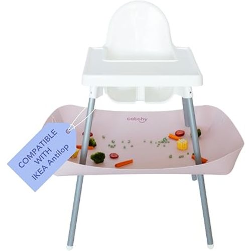 CATCHY -Food Catcher- Compatible with IKEA Antilop High Chair + 11 Other High Chairs -Highchair Sold Separately- Baby & Toddler Food & Mess Catcher -Premium Linen Inspired- Under High Chair Accessory