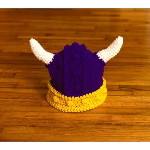 Crochet Minnesota vikings football helmet hat beanie, crochet viking helmet with horns, football season, newborn threw large adult size