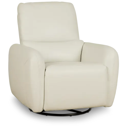 Eve White Lthr/vinyl Power Swivel Glider Recliner | Living Room - Recliners | City Furniture