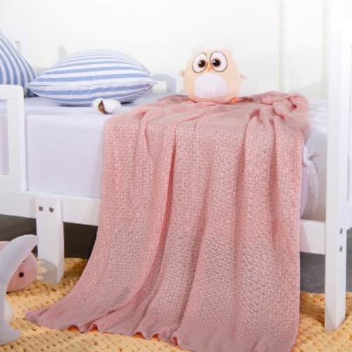 Bamboo Cable Knit Toddler Blanket, Soft and Breathable Touch Baby Blanket, 30x40 Inches, Light Pink - NTBAY
