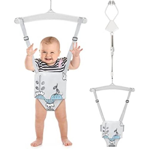Doorway Jumper for Indoor Baby Door Jumper Swing，Door Jumper Baby Johnny Jump Up Doorway Swing for Infant Gift, Portable and Easy to Use Light Gray