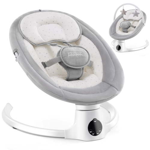 HARPPA Baby Swing for Infants with Remote Control, 5 Sway Speed, 10 Lullabies, Gray