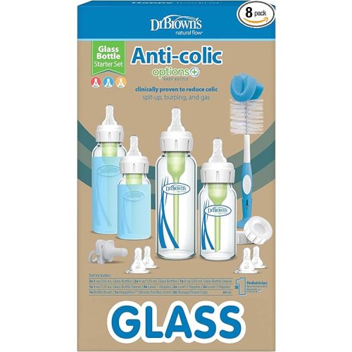 Dr. Brown’s Natural Flow Anti-Colic Options+ Narrow Glass Bottle Starter Set
