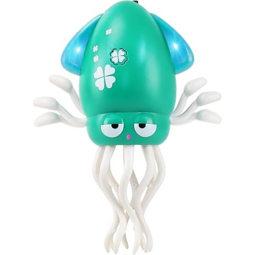 USB Rechargeable Dancing Octopus Baby Toy - Electric Crawling & Tummy Time Toy, Magical Musical Squid, Stress-Relief Desk Decor - Birthday for Kids Ages 1 2 3 4 5 6, Boys (Green)