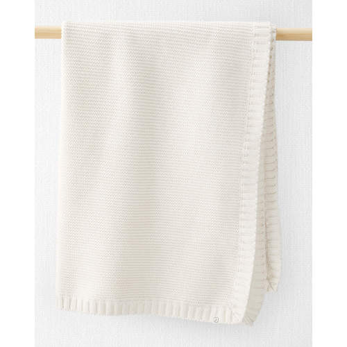 Baby Organic Cotton Textured Knit Blanket in Cream - Sweet Cream