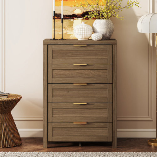 Gracie Oaks Allenside 5 - Drawer Dresser in SPECIAL WALNUT