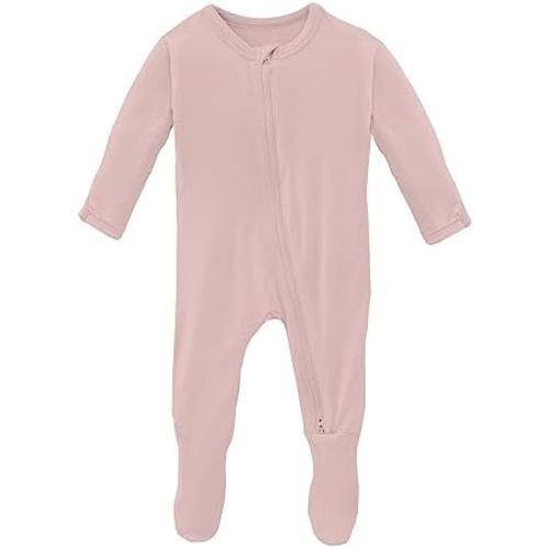 KicKee Year Round Solid Footies with Zipper, Super Soft One-Piece Jammies, Sleepwear for Babies and Kids