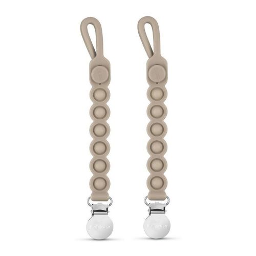 Pop Clip - Sensory Teething Bubble Pop Toy And Pacifier Clip Holder For Baby's And Toddler - Taupe,