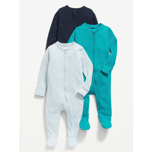 2-Way-Zip Sleep & Play Footed One-Piece 3-Pack for Baby
