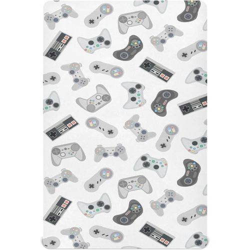 Retro Joysticks Video Game Crib Sheets Soft Breathable Fitted Baby Crib Sheets Mattress Cover for Girl Boys, 52" x 28" x 9"